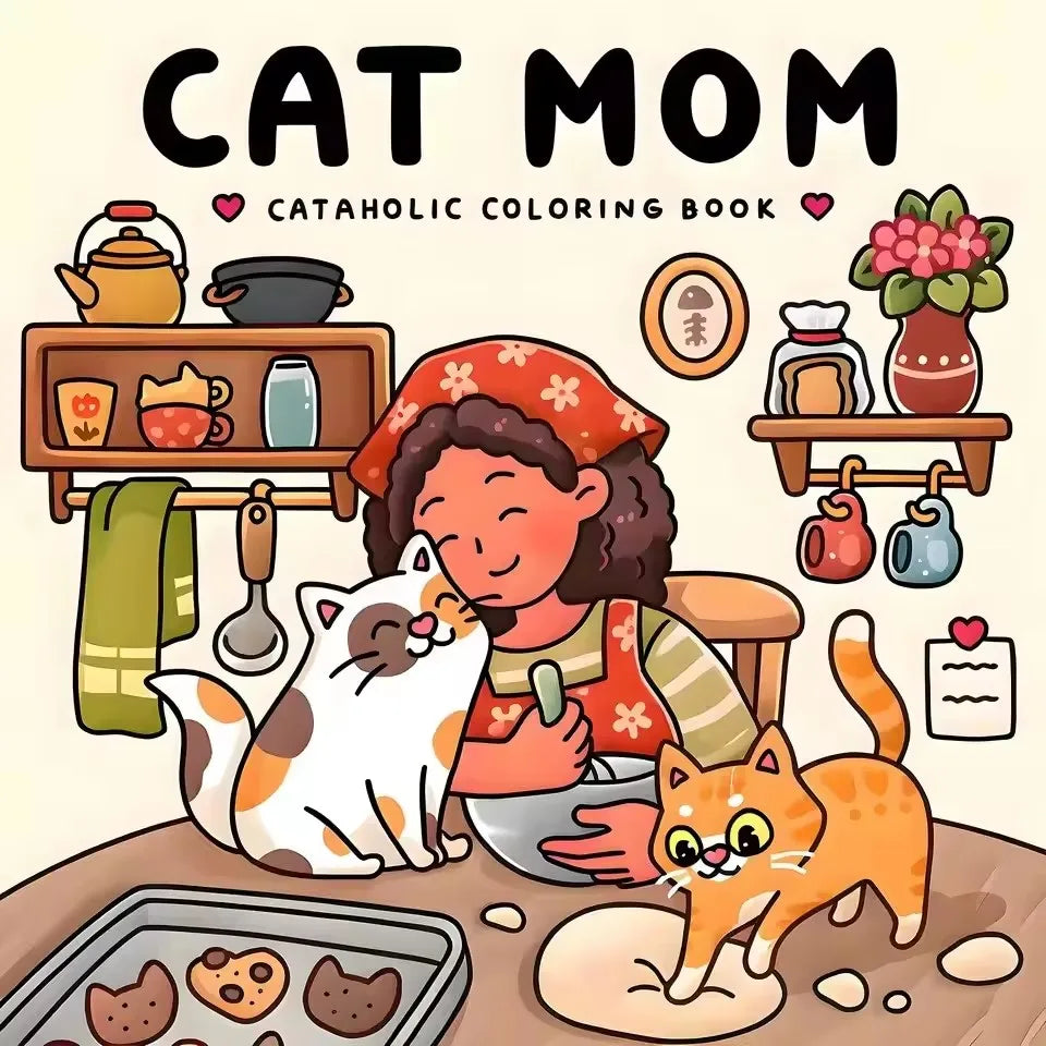 Cat Mom, Naughty Cats Coloring Book Simple Joys Stress Relief Drawing Book Perfect Gift for Party and Birthday Christmas