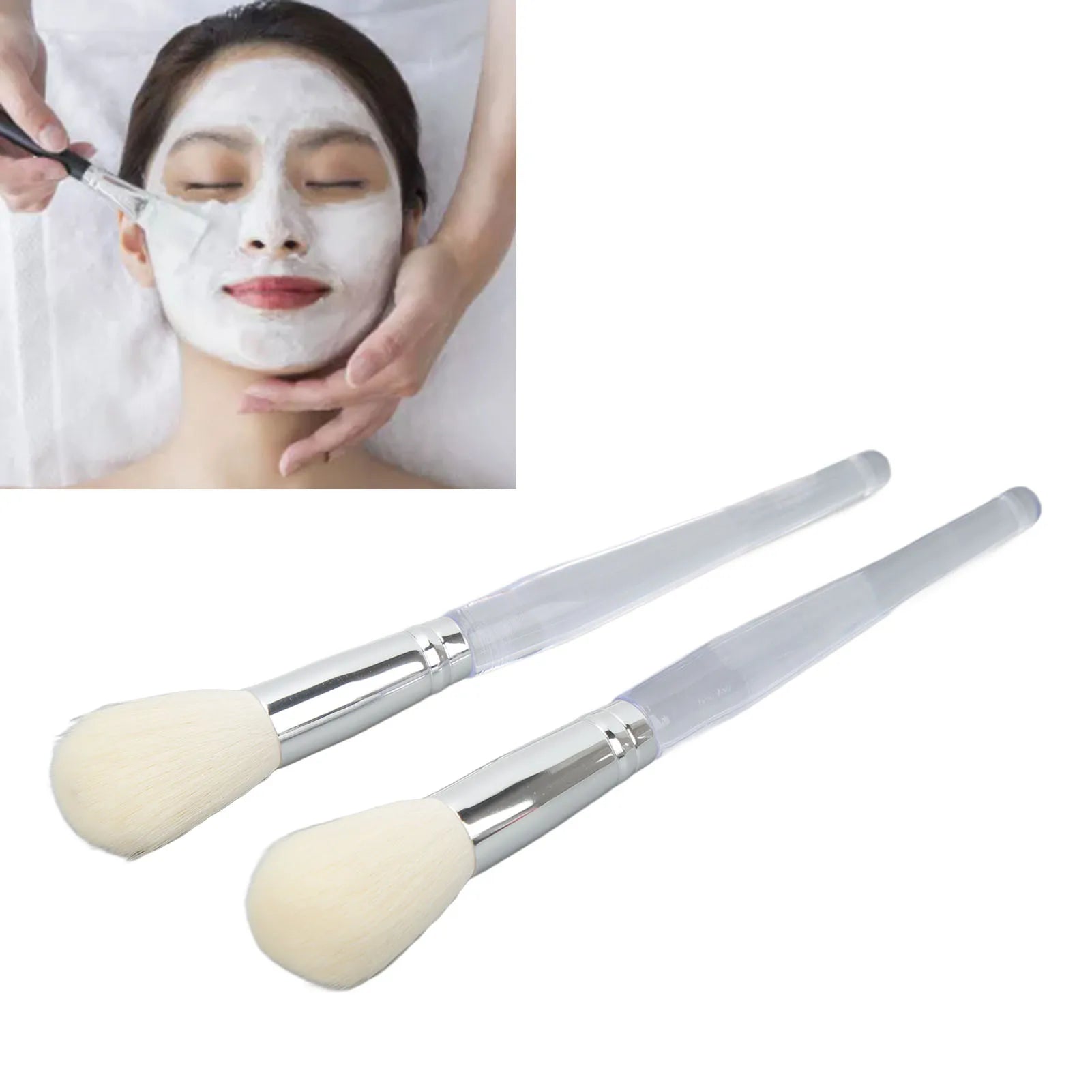 2 Pack Face Mask Brush Applicator Clear Handle Cosmetics Beauty Tools Clay Mud Mask Applicator Brush Soft Brush Hair