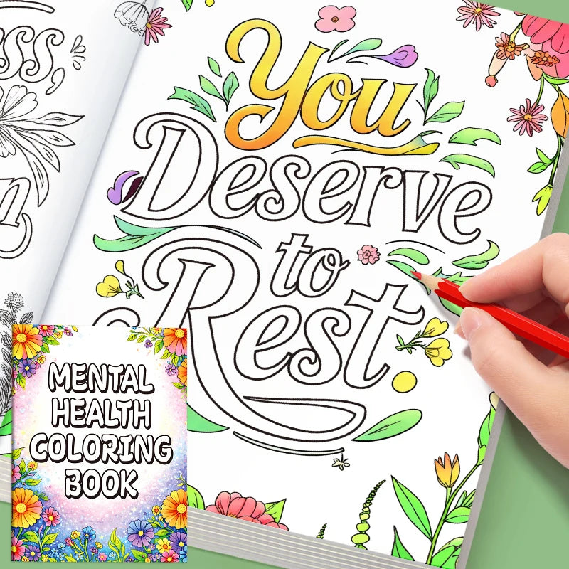 Inspirational Drawing Book, Creative Stress-Relief Doodle Book, Adult Mental Health Coloring Book, 32 Pages of High-Definition Pages, 32 Motivational Phrases, Boost Your Morale, Doodle Drawing, Coloring Book