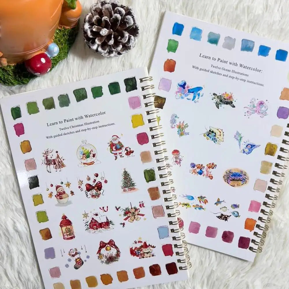 Children's Watercolor Practice Book Coloring Book Beginner Friendly Birds Watercolor Workbooks Art Crafts Painting Supplies