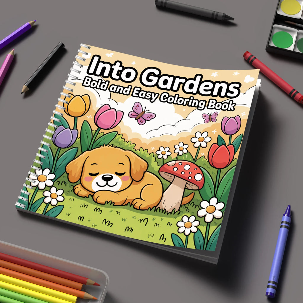 Into Gardens Bold-easy Patterns Coloring Book for Adults Cute Drawing Book Perfect Gift for Birthday Back to School Art Supplies