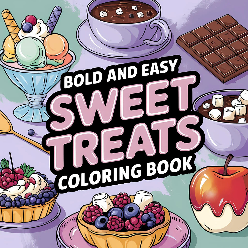 Sweet Treats Coloring Book for Adult Colouring Book, Birthday Day Gift, Back to School Supplies, Adults Cute Drawing Book