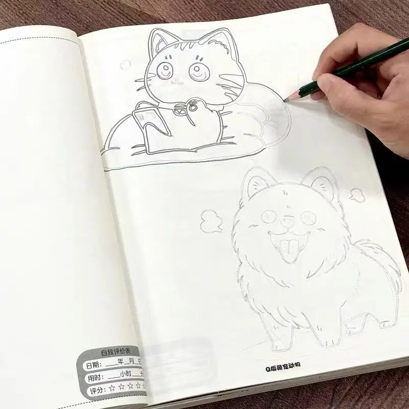 Cute Animals Manga Tracing & Drawing Book 48 Pages Beginner-Friendly Cartoon Sketching Workbook with Coloring Reference Guide