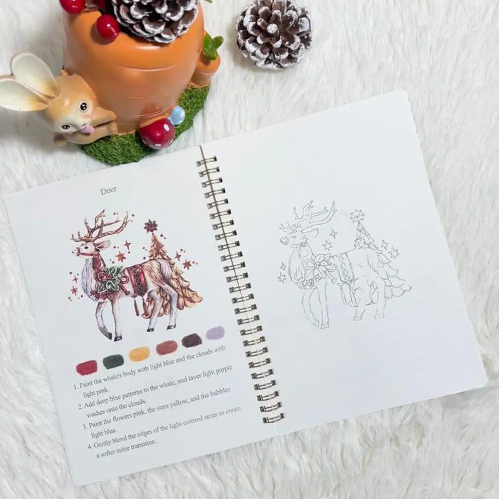 Children's Watercolor Practice Book Coloring Book Beginner Friendly Birds Watercolor Workbooks Art Crafts Painting Supplies