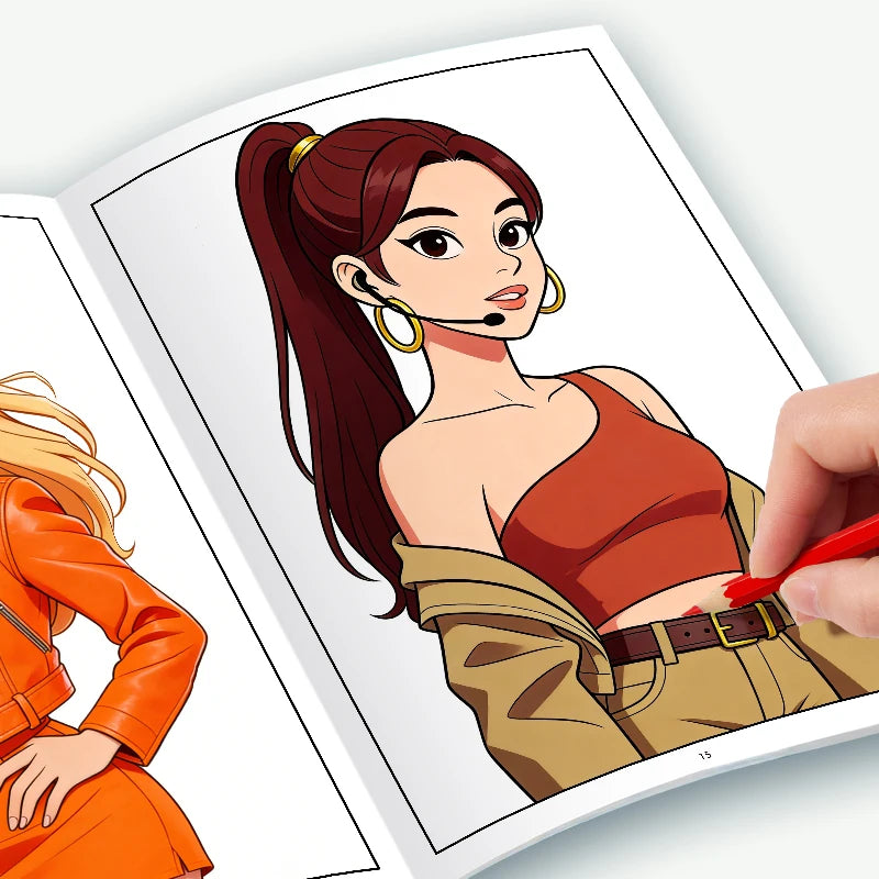 Girl's Fun Picture Album K-POP 32 Page Fun Coloring Book, Super Cool Girl Characters, Celebrity Album, Interactive Coloring Book