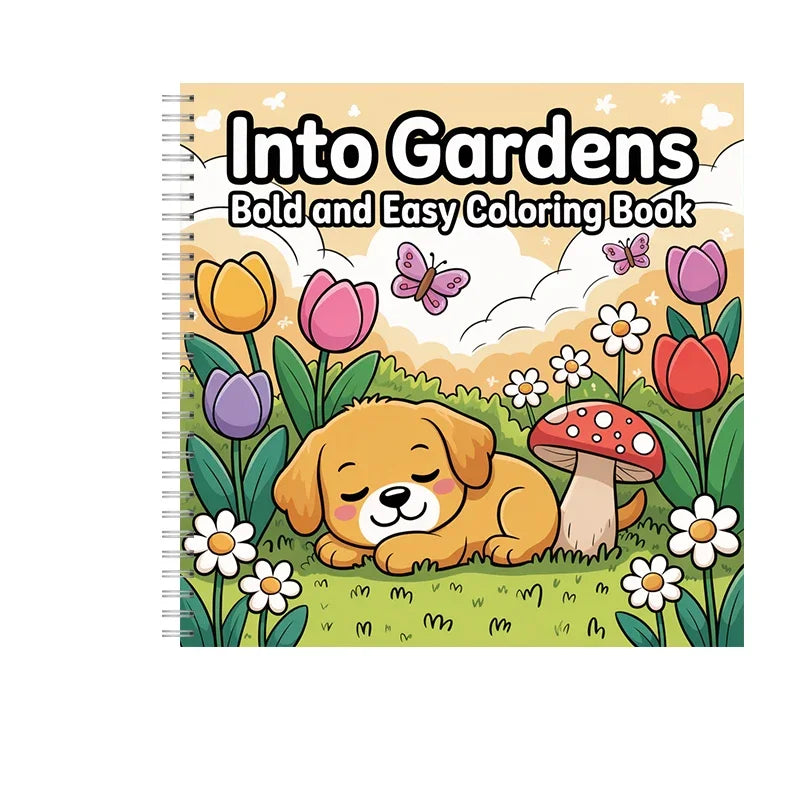 Into Gardens Bold-easy Patterns Coloring Book for Adults Cute Drawing Book Perfect Gift for Birthday Back to School Art Supplies