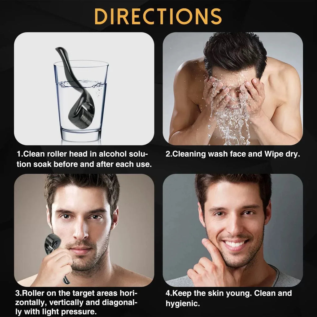 Professional 540 Needles for Facial Body Hair Growth Derma Roller for Skin Beard Beard Growth Micro Face Roller For Skin Care