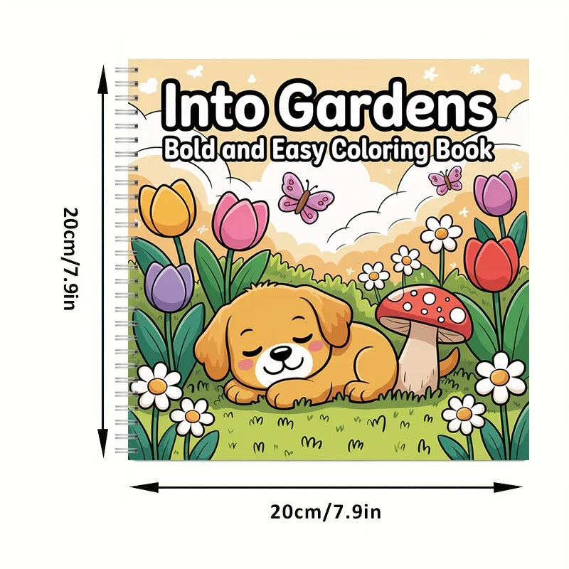 Into Gardens Bold-easy Patterns Coloring Book for Adults Cute Drawing Book Perfect Gift for Birthday Back to School Art Supplies
