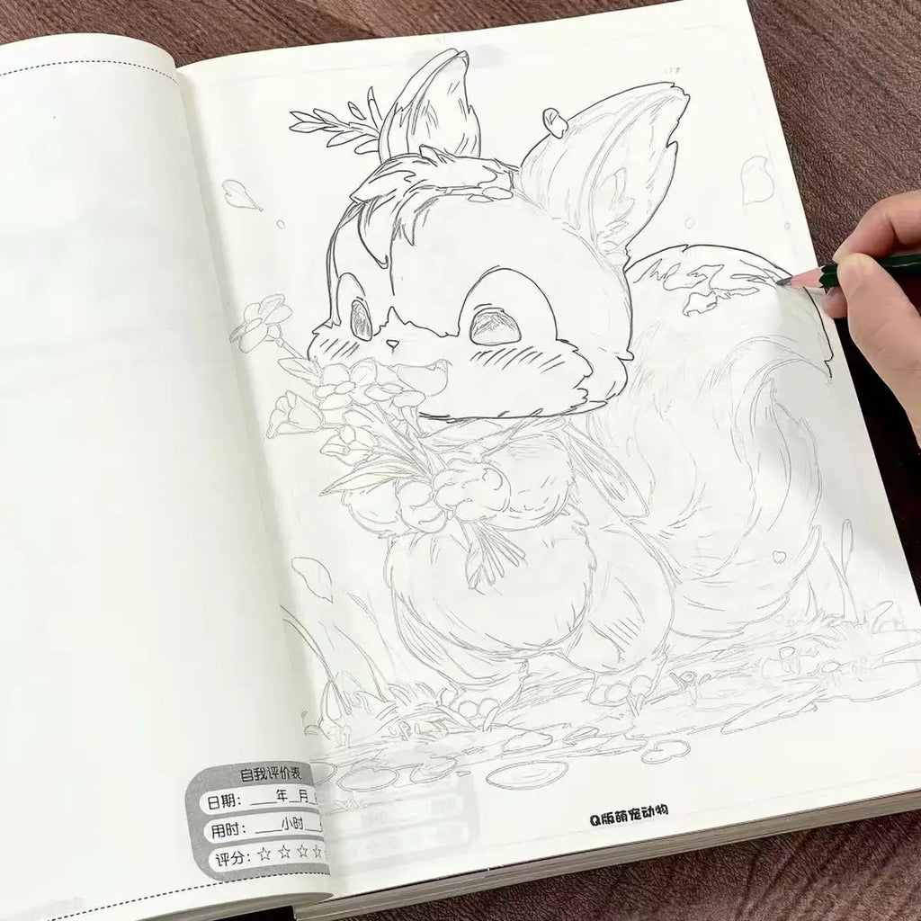 Cute Animals Manga Tracing & Drawing Book 48 Pages Beginner-Friendly Cartoon Sketching Workbook with Coloring Reference Guide